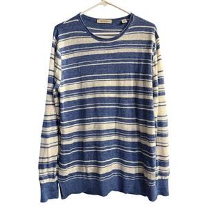 Scotch & Soda Ams Couture Mens Linen Cotton Striped Knit Sweater Medium Blue